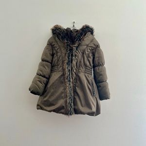 Catimini Girls Gray Faux Fur Parka (size 4)